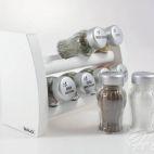 Półka z przyprawami / 8 szt. - BIAŁA ze srebrnymi nakrętkami (1832927570) - zdjęcie