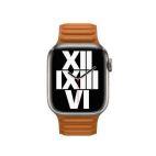 Apple pasek do Apple Watch 38/40/41 mm z karbowanej skóry rozmiar M/L  - złocisty brąz - zdjęcie 
