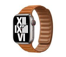 Apple pasek do Apple Watch 38/40/41 mm z karbowanej skóry rozmiar M/L  - złocisty brąz