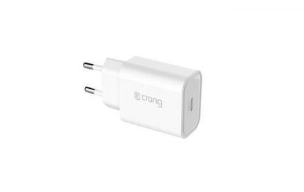 Crong USB-C Travel Charger – Ładowarka sieciowa USB-C Power Delivery 20W (biały) - zdjęcie główne