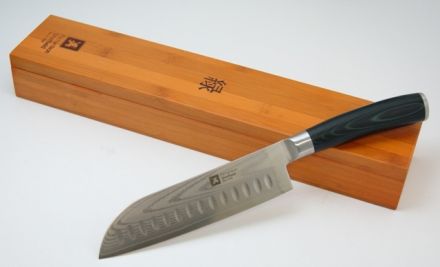 Nóż Santoku 17,5 cm - MIDORI (stal damasceńska) - zdjęcie główne