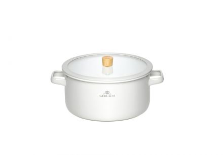 Garnek z pokrywką 24 cm - Natur Enamel / biały - zdjęcie główne