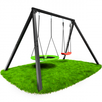 WZMOCNIONA HUŚTAWKA OGRODOWA PREMIUM dla dzieci BOCIANIE GNIAZDO STELAŻ podwójny PKS001 - zdjęcie główne