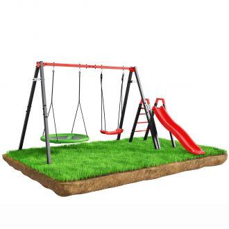 Modułowa huśtawka ogrodowa ze zjeżdżalnią bocianie gniazdo KSOZ021 - zdjęcie główne