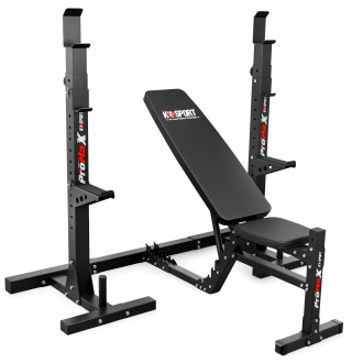 ZESTAW KSSL203 STOJAKI TRENINGOWE DO WYCISKANIA + ŁAWKA REGULOWANA - zdjęcie główne