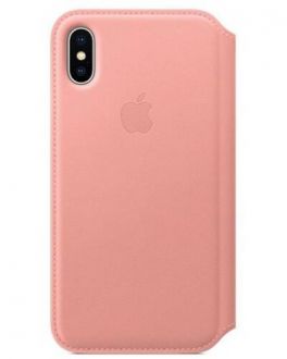 Etui do iPhone Xs Apple Leather Folio Case - różowe - zdjęcie główne