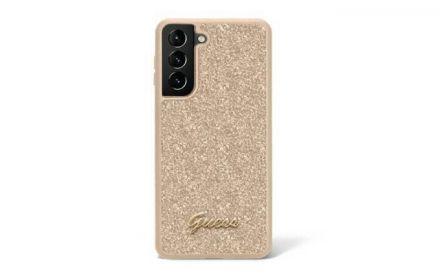 Guess Glitter Flakes Metal Logo Case - Etui Samsung Galaxy S23 Ultra (złoty) - zdjęcie główne
