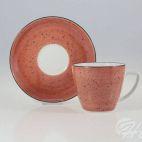 Filiżanka 350 ml ze spodkiem - 6630W Beata, Dorota (ceglasty/czarny) - zdjęcie