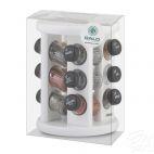 Stojak obrotowy z przyprawami S/12 szt. - BIAŁY z czarnymi nakrętkami (3068301278) - zdjęcie