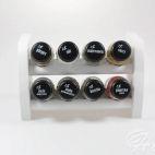 Półka z przyprawami / 8 szt. - BIAŁA z czarnymi nakrętkami (3068301216) - zdjęcie