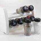 Półka z przyprawami / 8 szt. - BIAŁA z czarnymi nakrętkami (3068301216) - zdjęcie