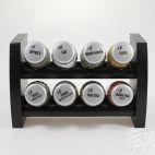 Półka z przyprawami / 8 szt. - CZARNA ze srebrnymi nakrętkami (3068301346) - zdjęcie