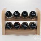 Półka z przyprawami / 8 szt. - NATURALNY z czarnymi nakrętkami (3068301339) - zdjęcie