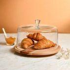 Patera drewniana z kloszem - Glamour (KP-0291) - zdjęcie