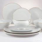 Serwis obiadowy bez wazy dla 12 os. / 44 części - 3612 Dalia Złota linia - zdjęcie