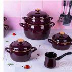 Garnek emaliowany z pokrywką 7,5 l - Bordeaux / bordowy - zdjęcie