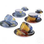 Filiżanki 250 ml ze spodkami 2 szt. - V. van Gogh / Taras kawiarni nocą i Gwiaździsta noc (830-7119) - zdjęcie