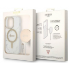 Etui do iPhone 14 Pro Max Guess 4G Gold White Magsafe + Charger - białe - zdjęcie