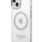 Etui do iPhone 14 Guess Outline Silver MagSafe - przezroczyste - zdjęcie