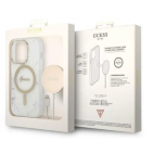Etui do iPhone 14 Pro Guess 4G Gold White Magsafe + ładowarka - białe - zdjęcie