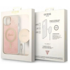Etui do iPhone 14 Guess 4G Gold Pink Magsafe + Charger - różowe - zdjęcie