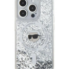 Etui do iPhone 15 Pro Karl Lagerfeld Liquid Glitter Metal MagSafe clear - zdjęcie