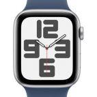 Apple Watch SE2 40mm aluminium srebrny z paskiem sportowym w kolorze niebieskim - zdjęcie