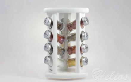 Stojak obrotowy z przyprawami TS/12 szt. - BIAŁY z czarnymi nakręt.(3068301377) - zdjęcie główne