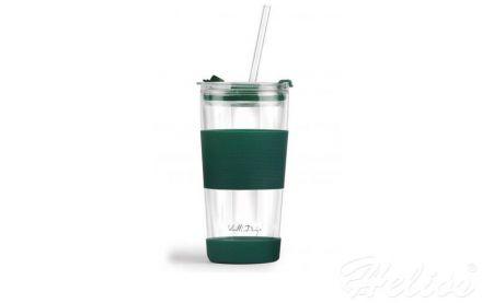 Kubek termiczny szklany ze słomką 600 ml - FUORI Zielony (30398) - zdjęcie główne
