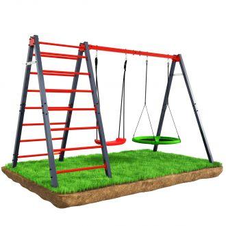 Huśtawka ogrodowa z drabinką podwójna mieszcząca bocianie gniazdo i huśtawkę KSOZ030 - zdjęcie główne