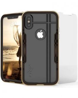 Etui do iPhone X/Xs Zizo Shock Case - brązowo/złote - zdjęcie główne