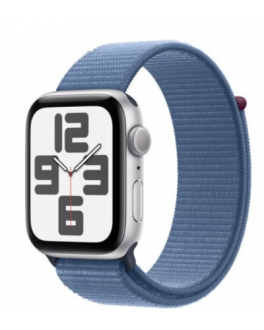 Apple Watch SE2 44mm aluminium srebrny z paskiem sportowym w kolorze sztormowego błękitu - zdjęcie główne