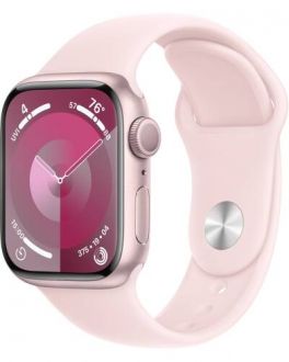 Apple Watch S9 45mm aluminium w kolorze różowym z paskiem sportowym w kolorze jasnoróżowym - M/L - zdjęcie główne