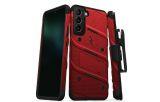 ZIZO BOLT Series - Pancerne etui Samsung Galaxy S22+ ze szkłem 9H na ekran + uchwyt z podstawką (czerwony)