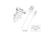 Borofone - ładowarka samochodowa USB z QC3.0 i kablem micro USB w zestawie, biały