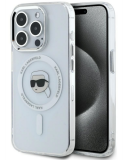 Etui do iPhone 15 Pro Karl Lagerfeld IML Metal MagSafe białe
